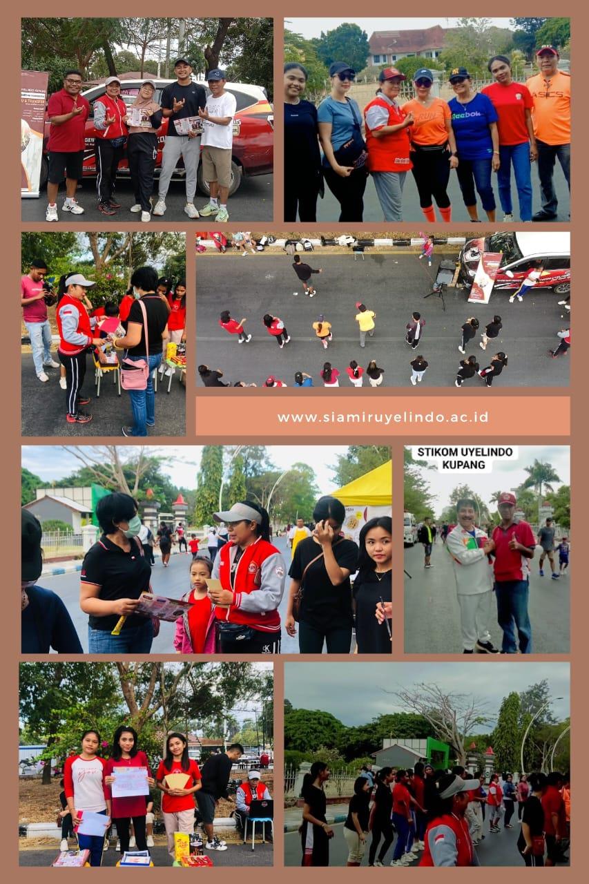 Berbagi Keceriaan dan Olah Raga Bersama Dengan STIKOM Uyelindo Kupang di Arena Car Free Day (CFD)